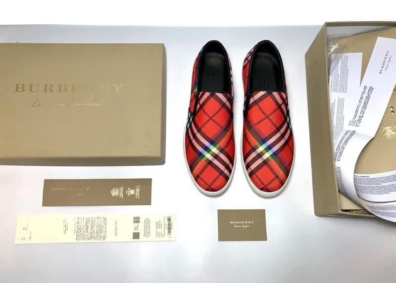 Burberry Fashion Comfortable Shoes Cowhide White And Red Men 4