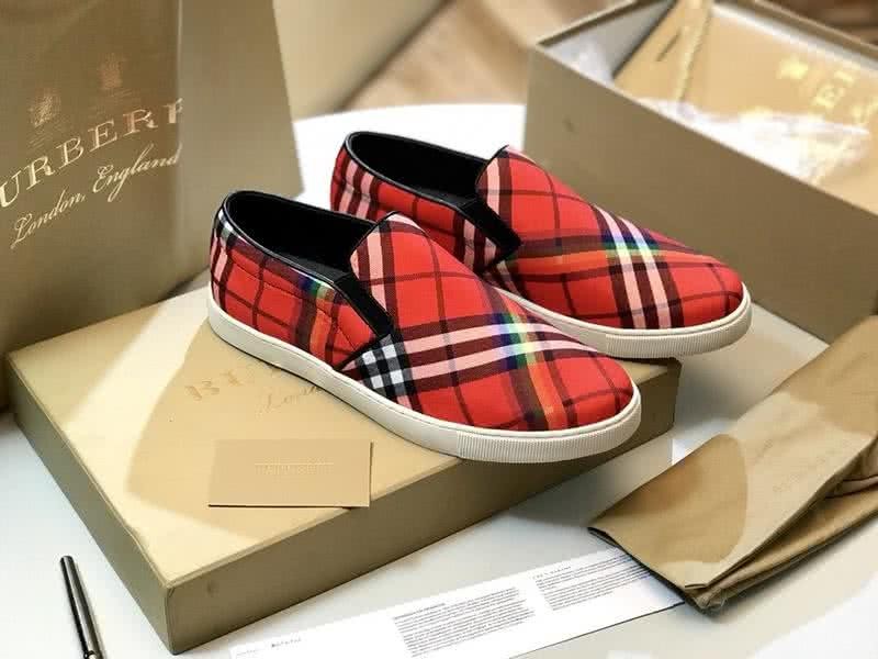 Burberry Fashion Comfortable Shoes Cowhide White And Red Men 5