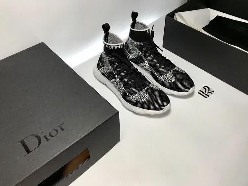 Dior Sock Shoes Lace-ups Black And Grey Upper White Sole Men 4