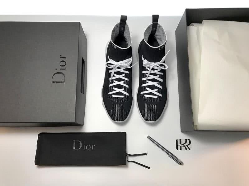 Dior Sock Shoes Lace-ups Black Upper White Sole Men 7