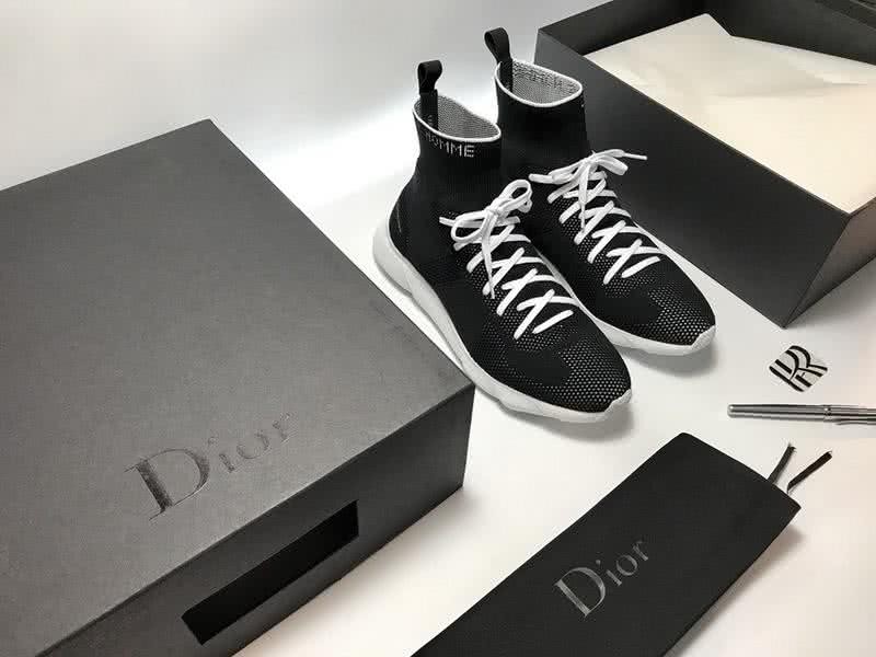 Dior Sock Shoes Lace-ups Black Upper White Sole Men 8