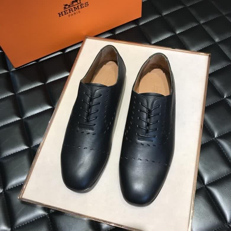 Hermes Fashion Comfortable Shoes Cowhide Black Men 1