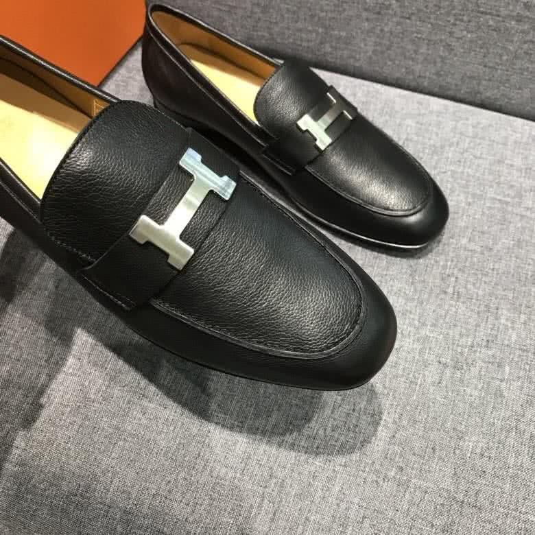 Hermes Fashion Comfortable Shoes Cowhide Black Men 5