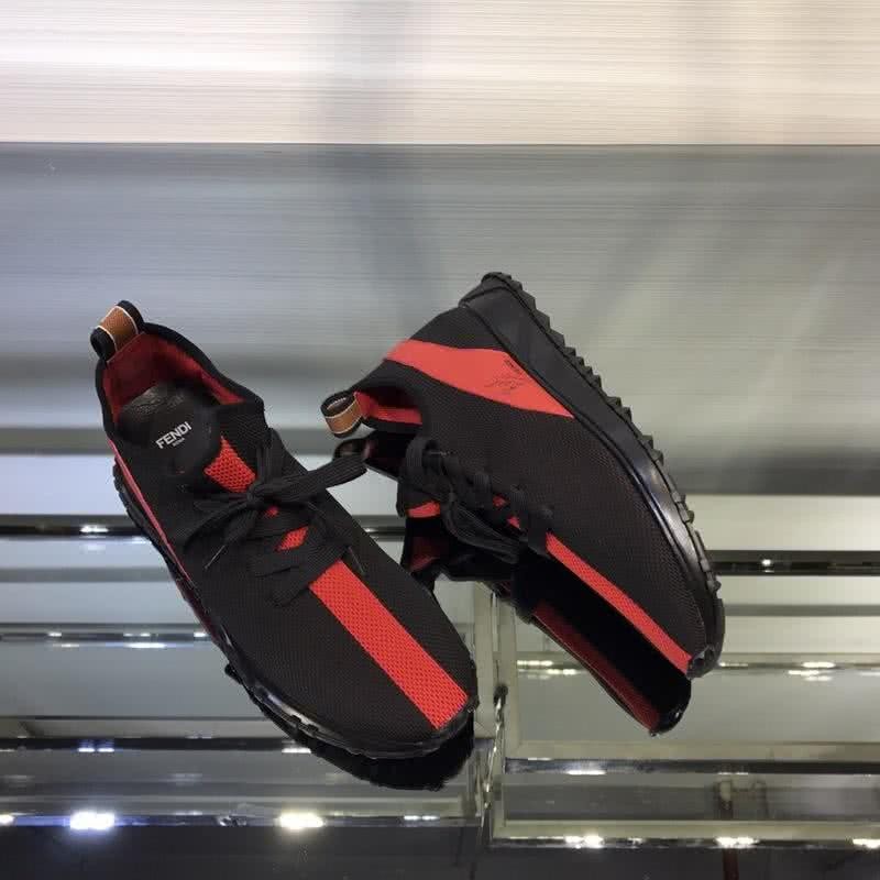Fendi Sneakers Fabric Black And Red Men 4