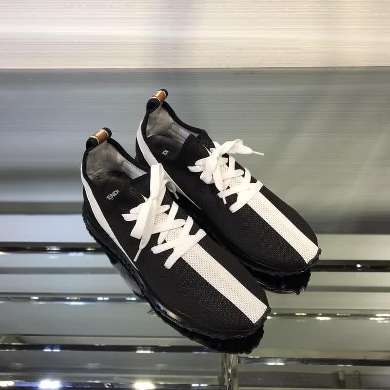 Fendi Sneakers Fabric Black And White Men 3