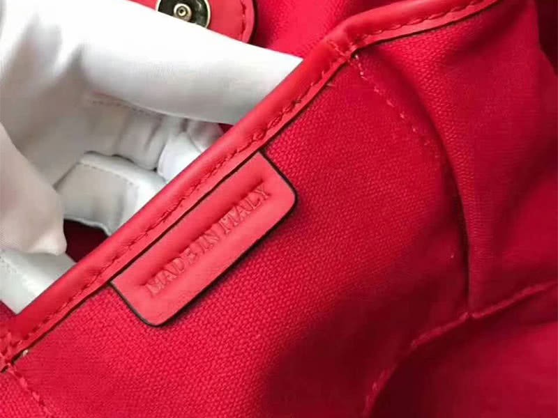 Burberry Haymarket Check Tote Bag Red 9