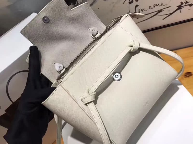 Celine Micro Belt Bag In Grained Calfskin Light Grey 2