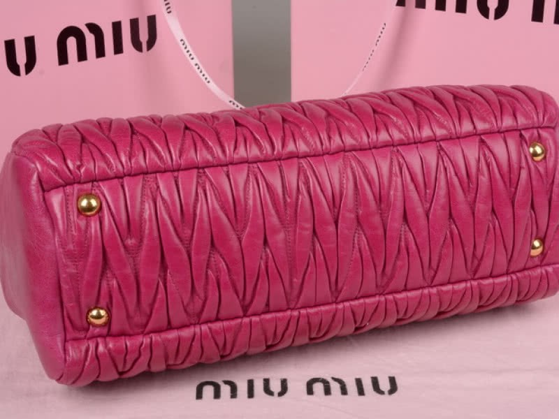 Miu Miu Glazed Matelasse Leather Zip Satchel Hot Pink 4