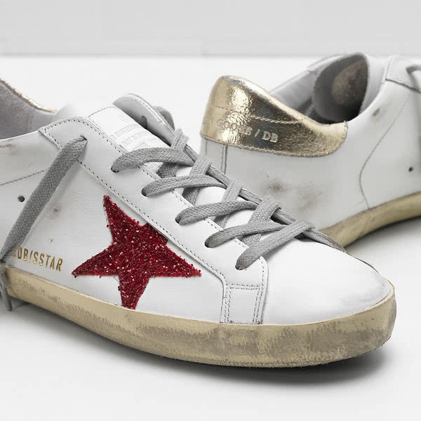 Golden Goose Superstar Sneakers G32WS590.G63 calf leather red star 4