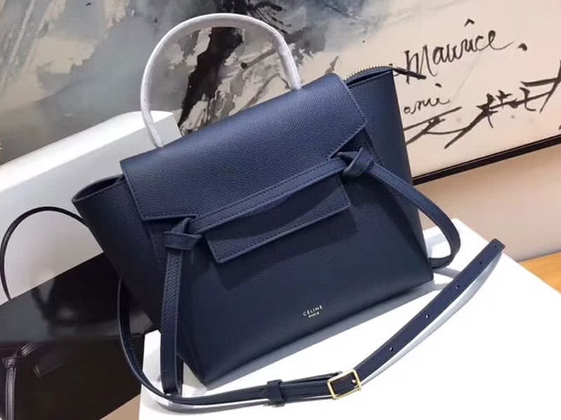 Celine Micro Belt Bag In Grained Calfskin Blue 1