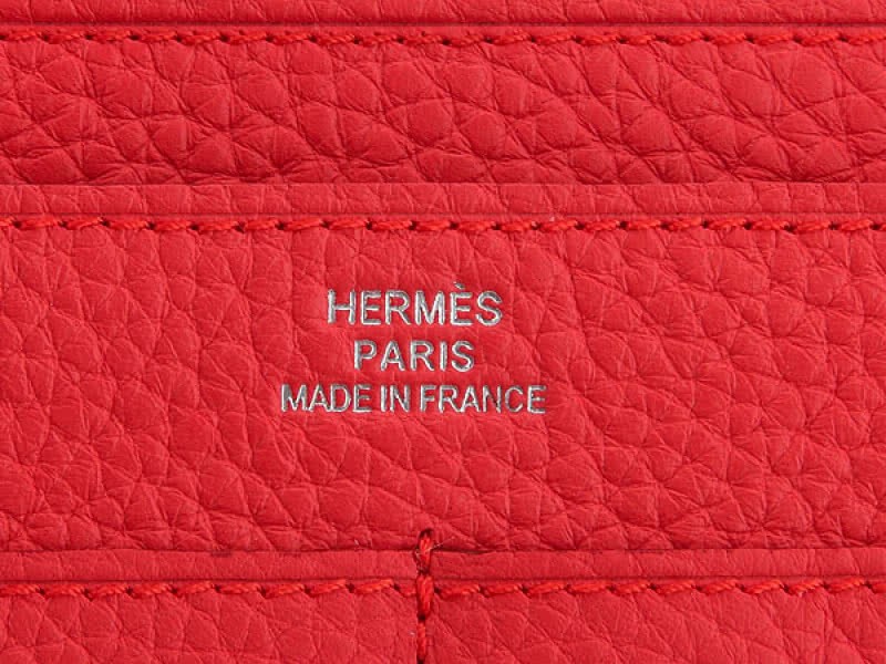 Hermes Dogon Togo Original Leather Combined Wallet Watermelon Red 4