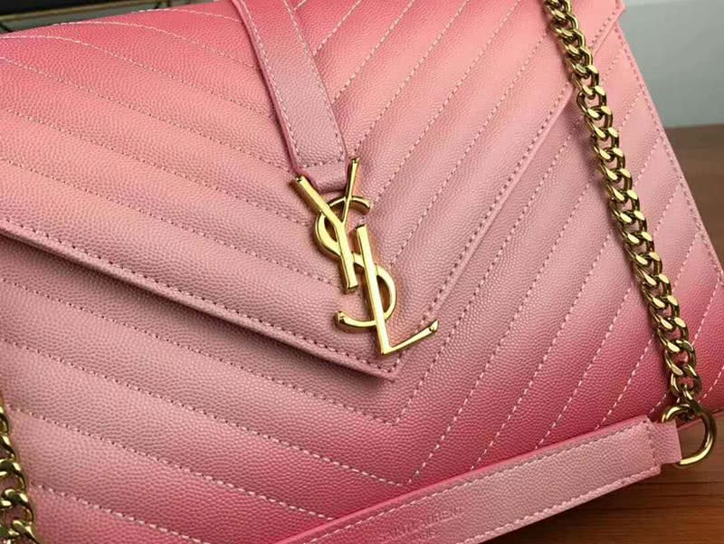 Saint Laurent Ysl Monogram Satchel In Pink Matelasse Leather 5