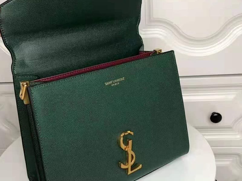 Saint Laurent Cassandra Top Handle Medium Bag In Grain Leather Green 8