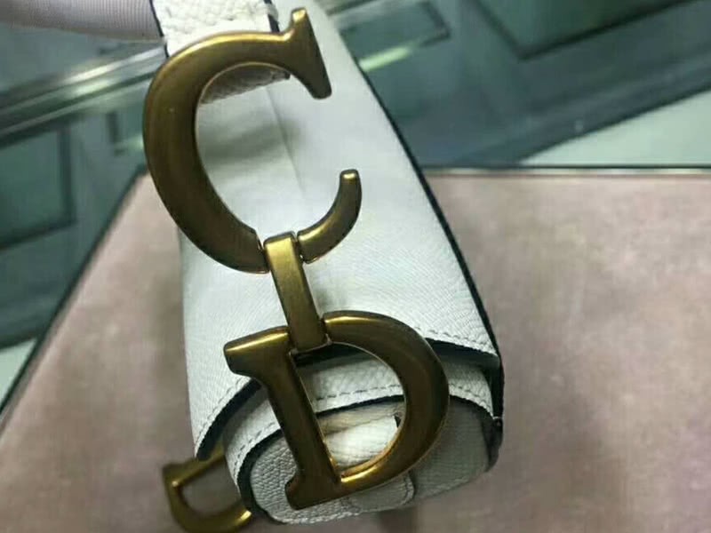 Dior Mini Saddle Calfskin Bag Gold Hardware White m0447s3 5