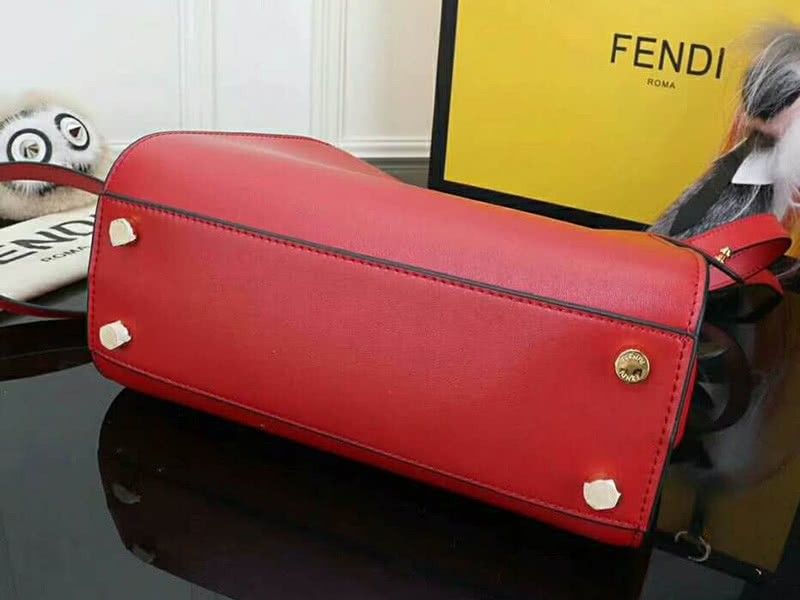 Fendi Peekaboo Essential Calfskin Leather Bag Red 5