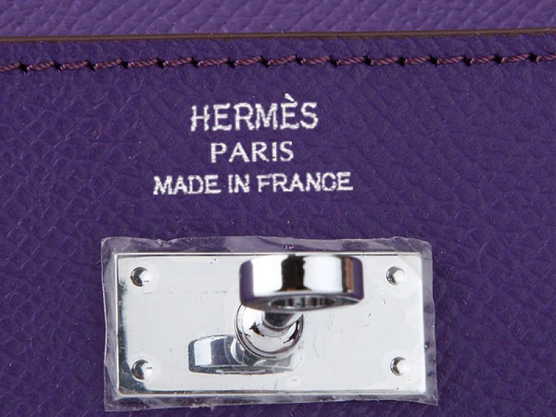 Hermes Epsom Original Calfskin Kelly Long Wallet Purple 5