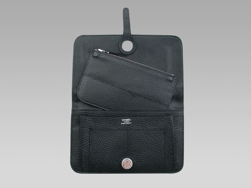 Hermes Dogon Togo Leather Wallet Purse Black 7