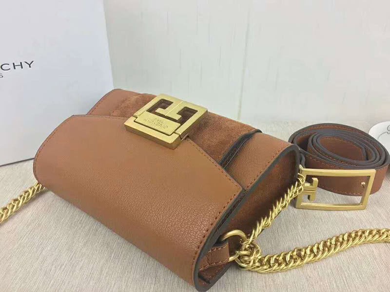 Givenchy Small gv3 Bag In Grained Leather And Suede Brown 5