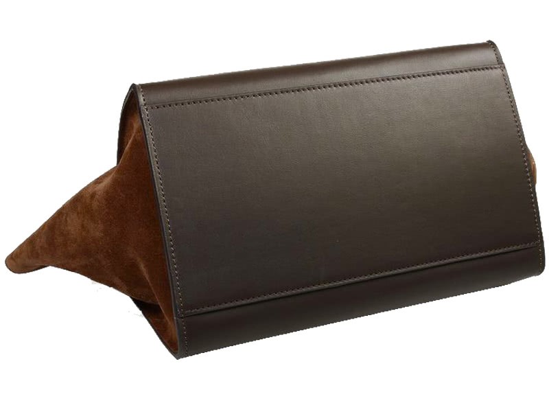 Celine Trapeze Shoulder Bag Multicolor Croc Leather Dark Brown Khaki Suede Brown 4