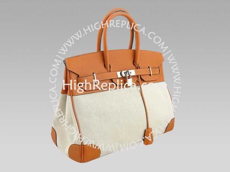 Hermes Birkin 35 Cm Toile And Togo Leather Orange 2