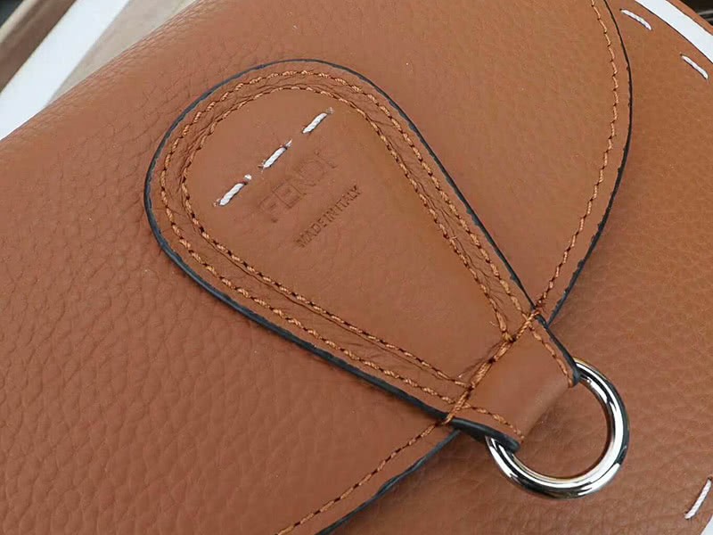 Fendi Saddlebag Leather Shoulder Bag Brown 8