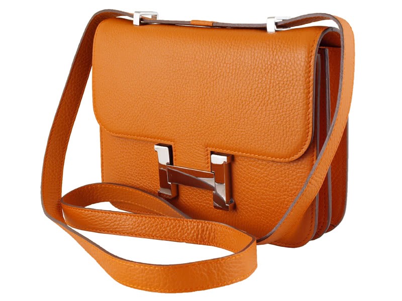 Hermes Constance 23 Single Shoulder Bag Togo Leather Orange 2