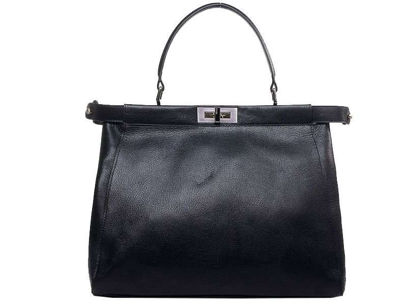 Fendi Peekaboo Calfskin Leather Bag Black 2
