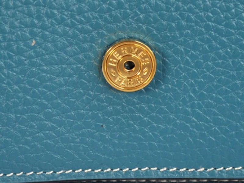 Hermes Pilot Envelope Clutch Blue With Gold Hardware 8