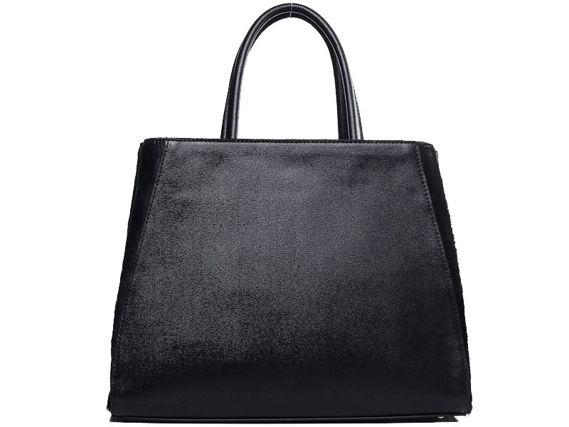 Fendi 2jours Calfskin Tote Bag Black With Fur 3
