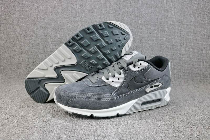 Nike Air Max 90 Leather Grey Black Shoes Men 1
