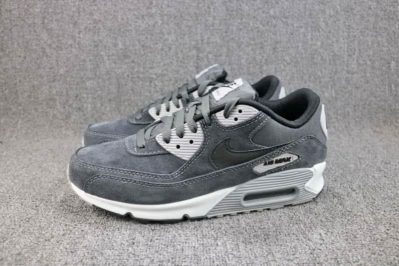 Nike Air Max 90 Leather Grey Black Shoes Men 8