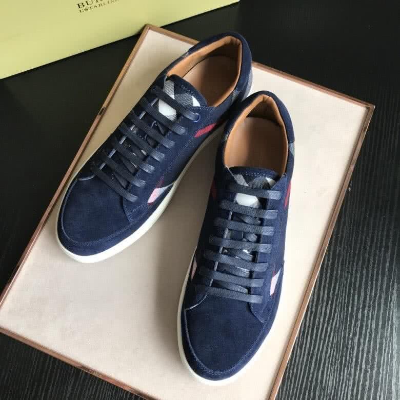 Burberry Fashion Comfortable Sneakers Cowhide Deep Blue Men 2