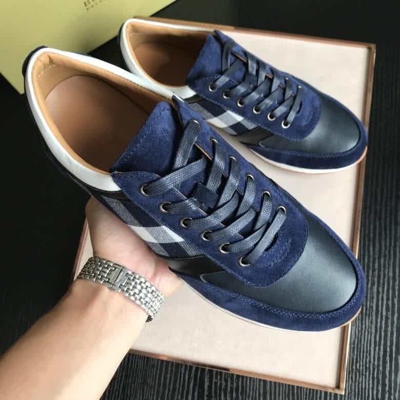 Burberry Fashion Comfortable Sneakers Cowhide Deep Blue Men 3