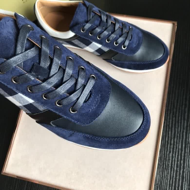 Burberry Fashion Comfortable Sneakers Cowhide Deep Blue Men 4