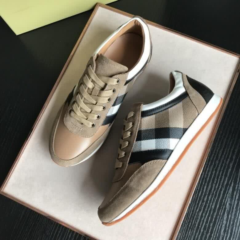 Burberry Fashion Comfortable Sneakers Cowhide Yellow Brown Men 3
