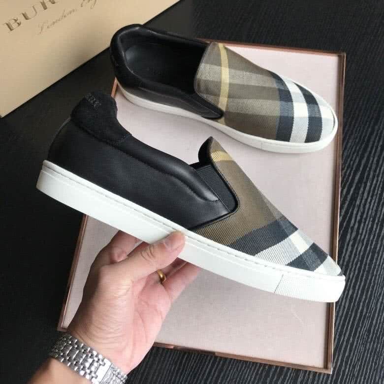 Burberry Fashion Comfortable Sneakers Cowhide Green And White Men 5