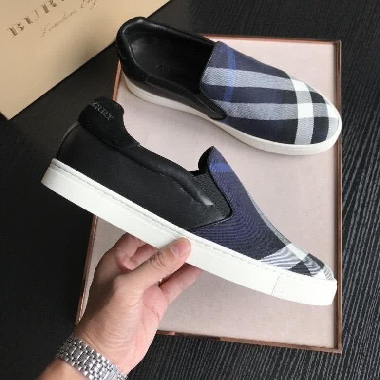 Burberry Fashion Comfortable Sneakers Cowhide Blue And White Men 5
