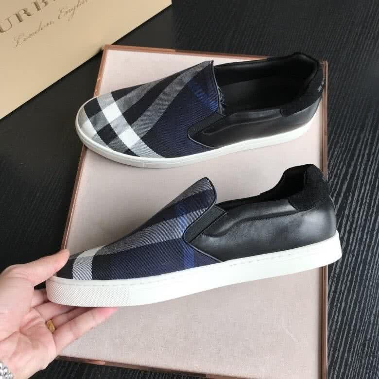 Burberry Fashion Comfortable Sneakers Cowhide Blue And White Men 7