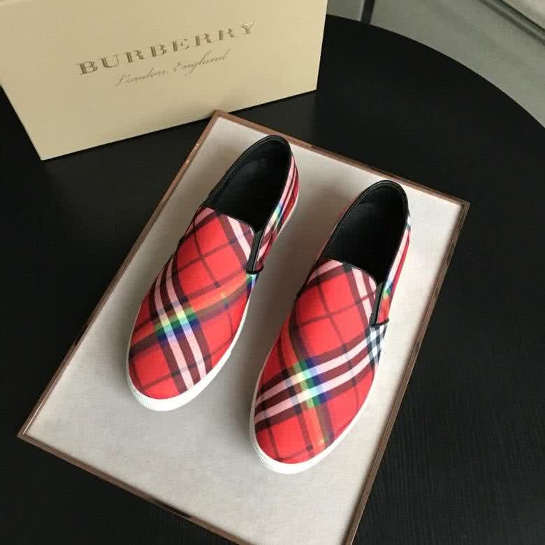 Burberry Fashion Comfortable Sneakers Cowhide Red And White Men 1