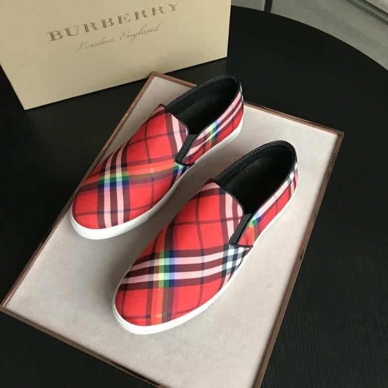 Burberry Fashion Comfortable Sneakers Cowhide Red And White Men 3