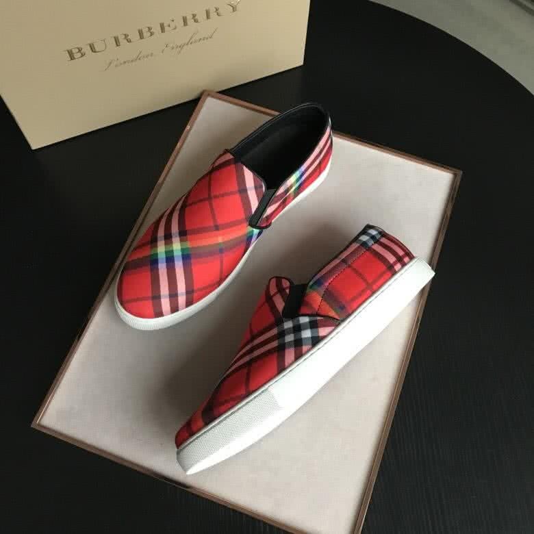 Burberry Fashion Comfortable Sneakers Cowhide Red And White Men 2