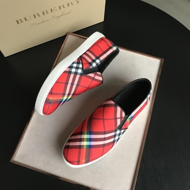 Burberry Fashion Comfortable Sneakers Cowhide Red And White Men 4