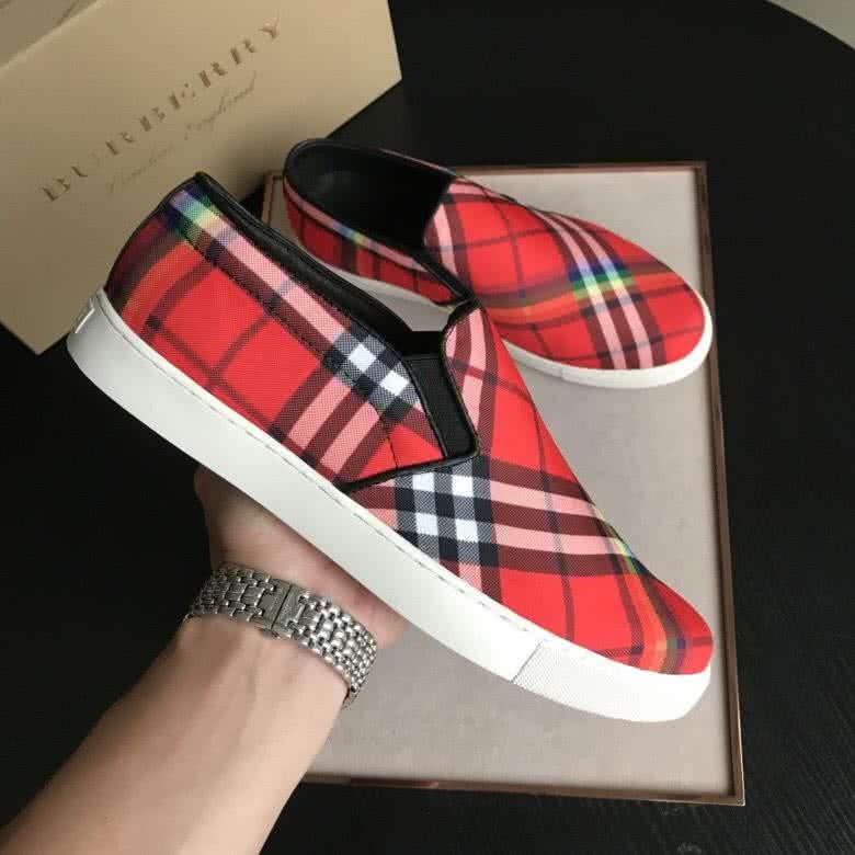 Burberry Fashion Comfortable Sneakers Cowhide Red And White Men 6