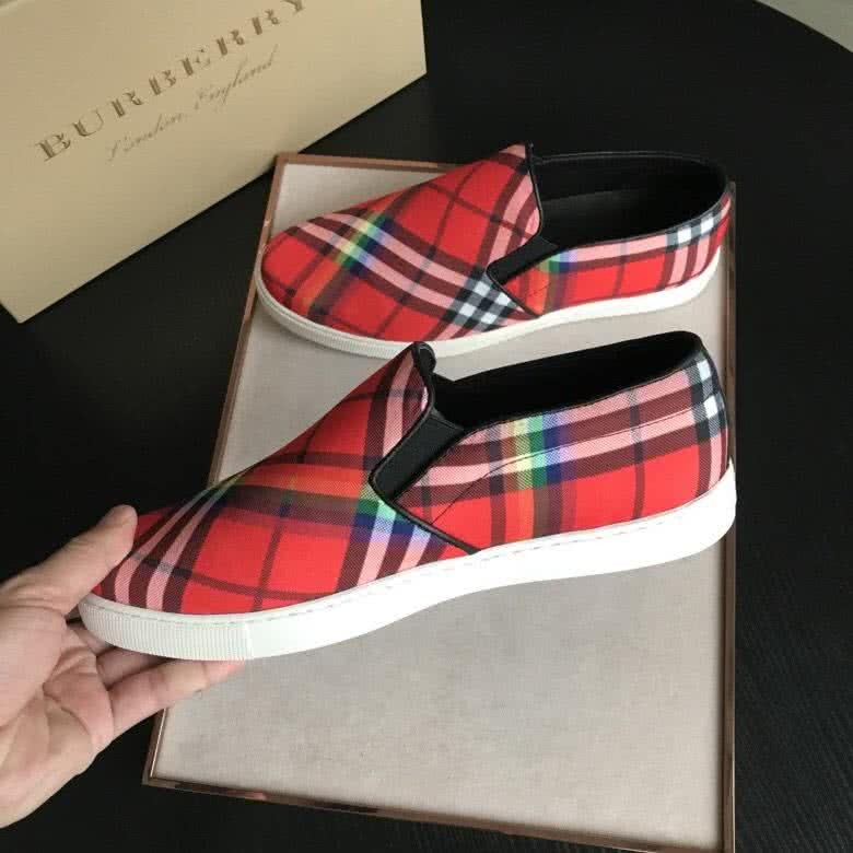 Burberry Fashion Comfortable Sneakers Cowhide Red And White Men 7