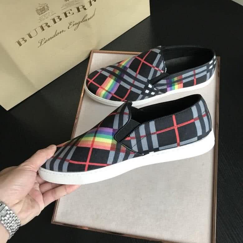 Burberry Fashion Comfortable Sneakers Cowhide Blue And Red Men 7