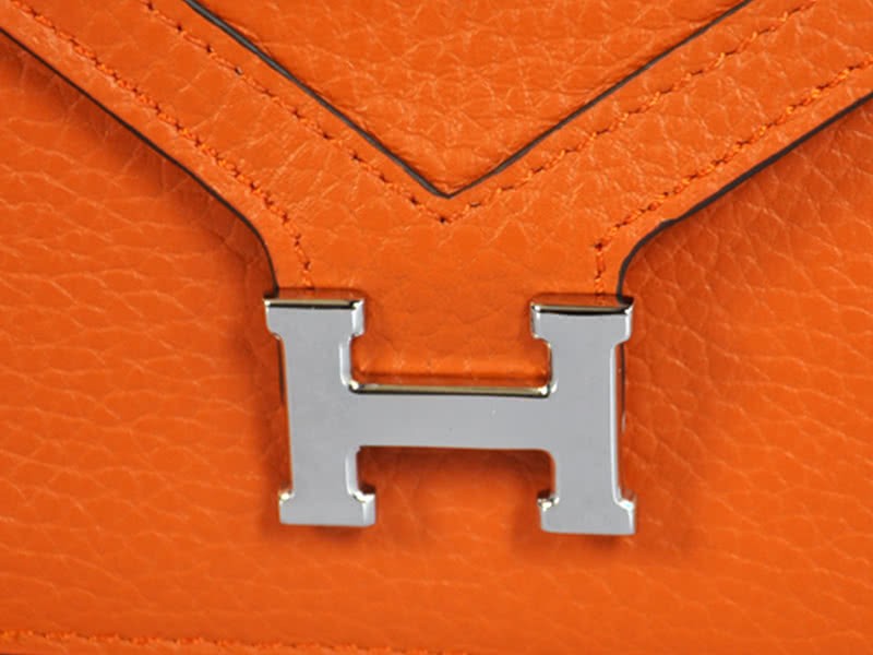 Hermes Pilot Envelope Clutch Orange With Silver Hardware 8