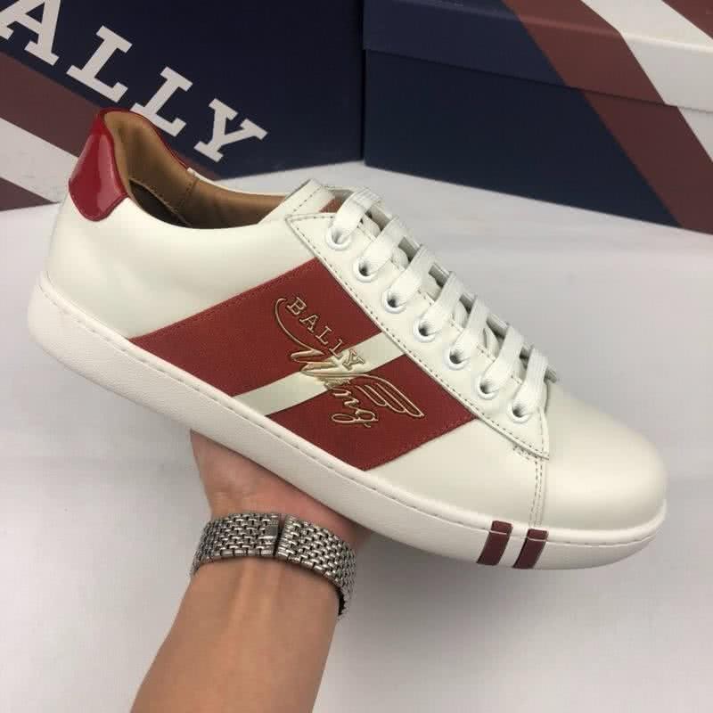 Bally Fashion Sports Shoes Cowhide White And Red Men  3