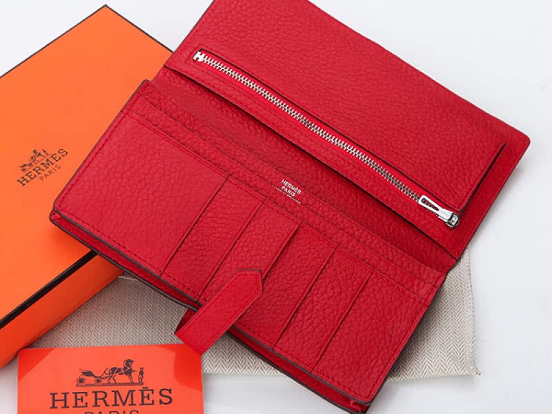 Hermes Dogon Togo Original Calfskin Bearn Japonaise Bi-Fold Wallet Red 4