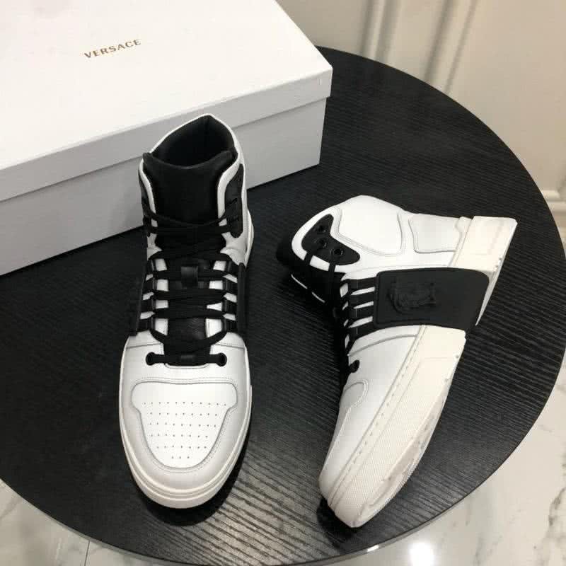 Versace New Casual Shoes Cowhide Black And White  Men 1