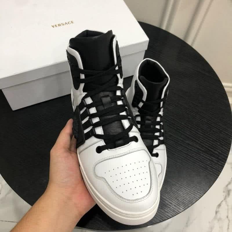 Versace New Casual Shoes Cowhide Black And White  Men 3